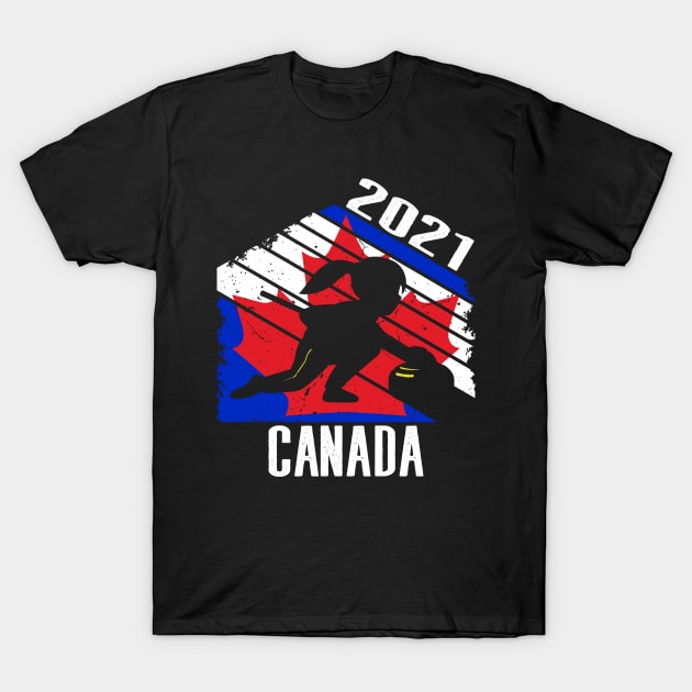 Vintage Canadian Curling Player Girl to Canada Curling Women T-Shirt by Soul Searchlight